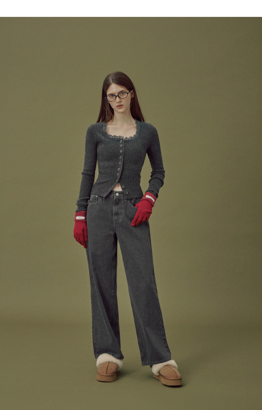 [TWEE] Danver Stripe Wide-Leg Denim Pants