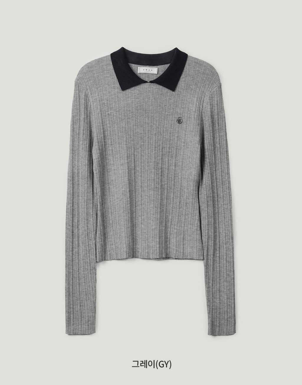 [TWEE] Rimet Contrast Collar Long Sleeve Knit
