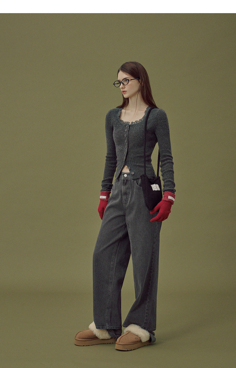 [TWEE] Danver Stripe Wide-Leg Denim Pants