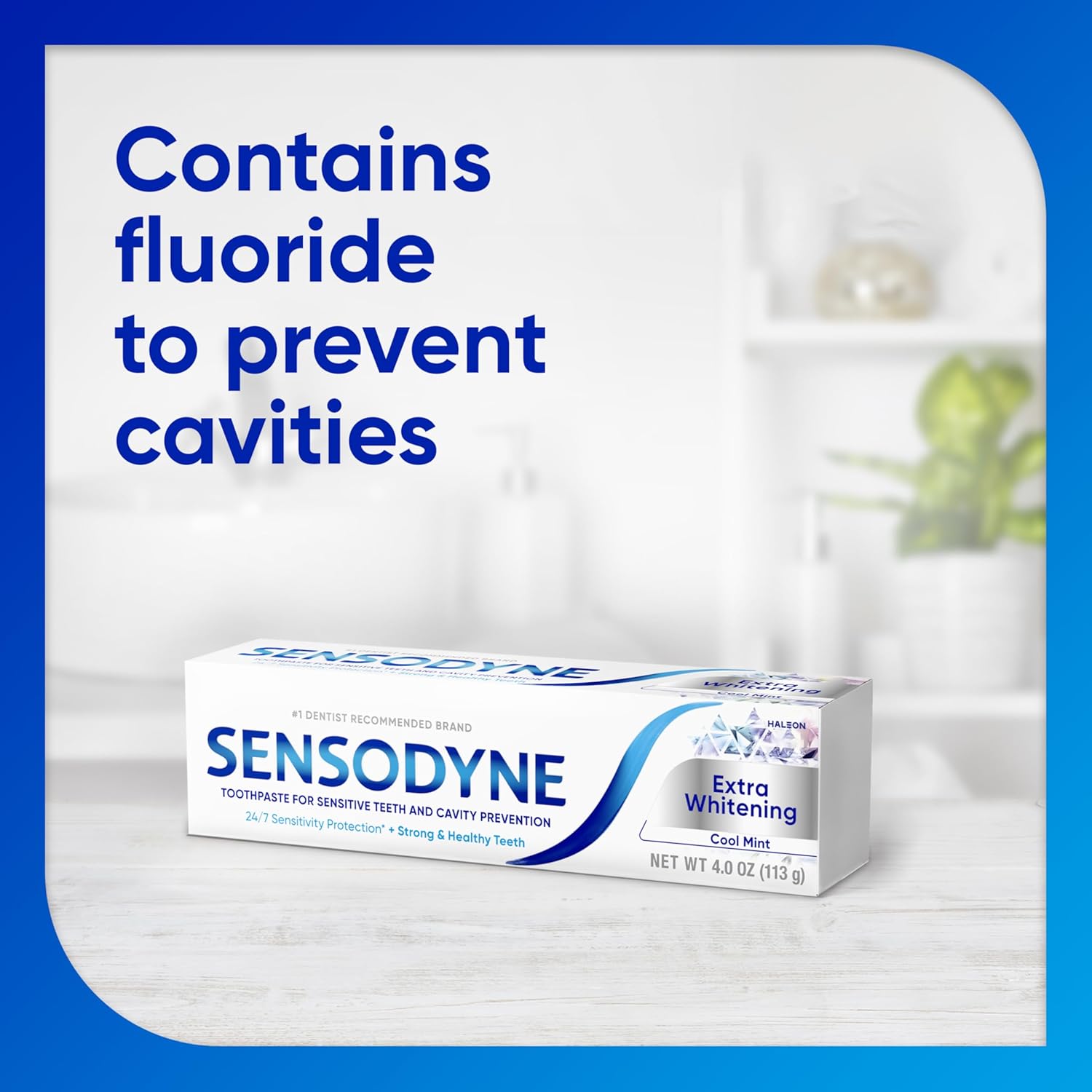 Sensodyne Extra Whitening Toothpaste for Sensitive Teeth - 4 Pack of Cool Mint Flavor, 4 Oz Tubes - Ultimate Cavity Protection & Sensitivity Relief