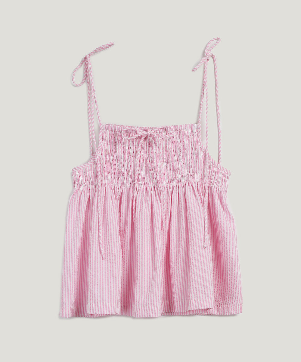 [TWEE] Peldy Check Smocked Banding Blouse