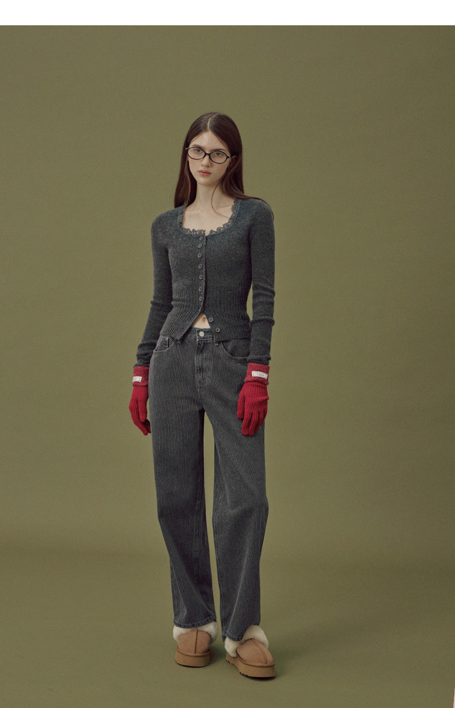 [TWEE] Danver Stripe Wide-Leg Denim Pants