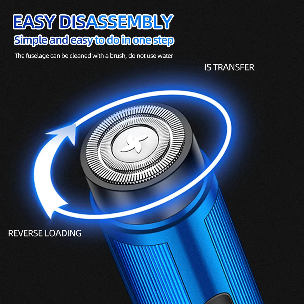Mini Electric Shaver Portable Razor with LED Display Blue-1
