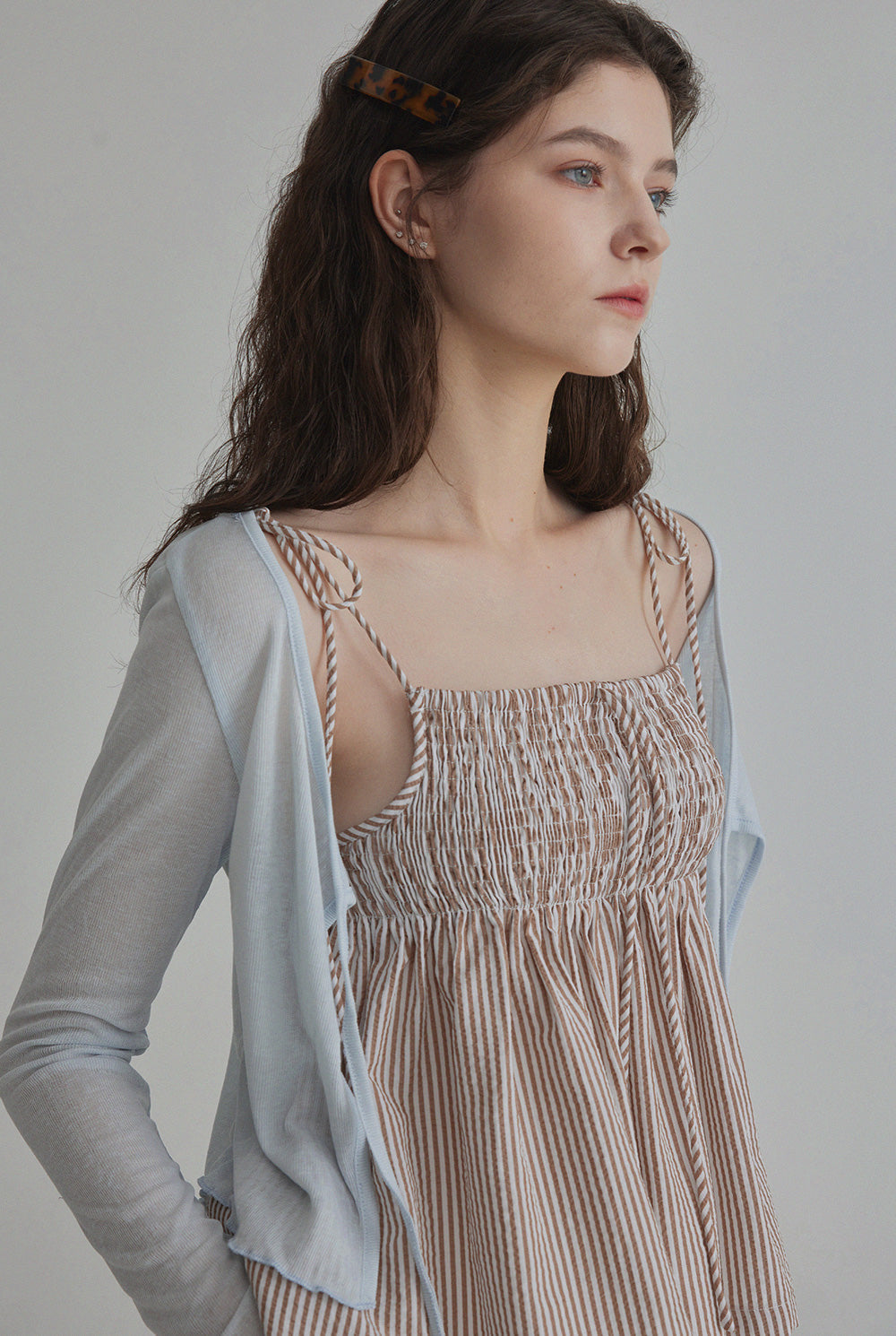 [TWEE] Peldy Check Smocked Banding Blouse