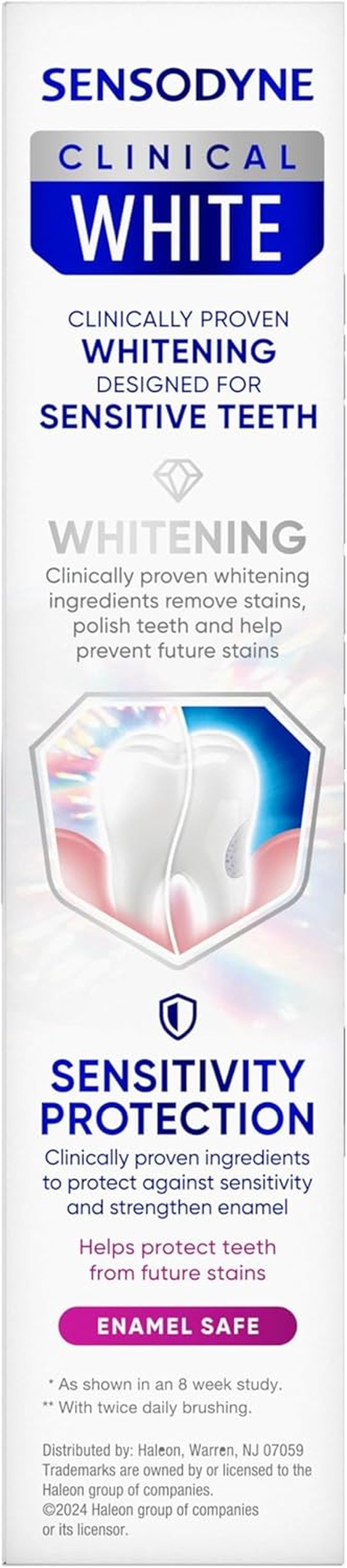 Sensodyne Clinical White Toothpaste for Sensitive Teeth - Clinically Proven Whitening and Stain Protection, 3.4 Oz (Pack of 3)